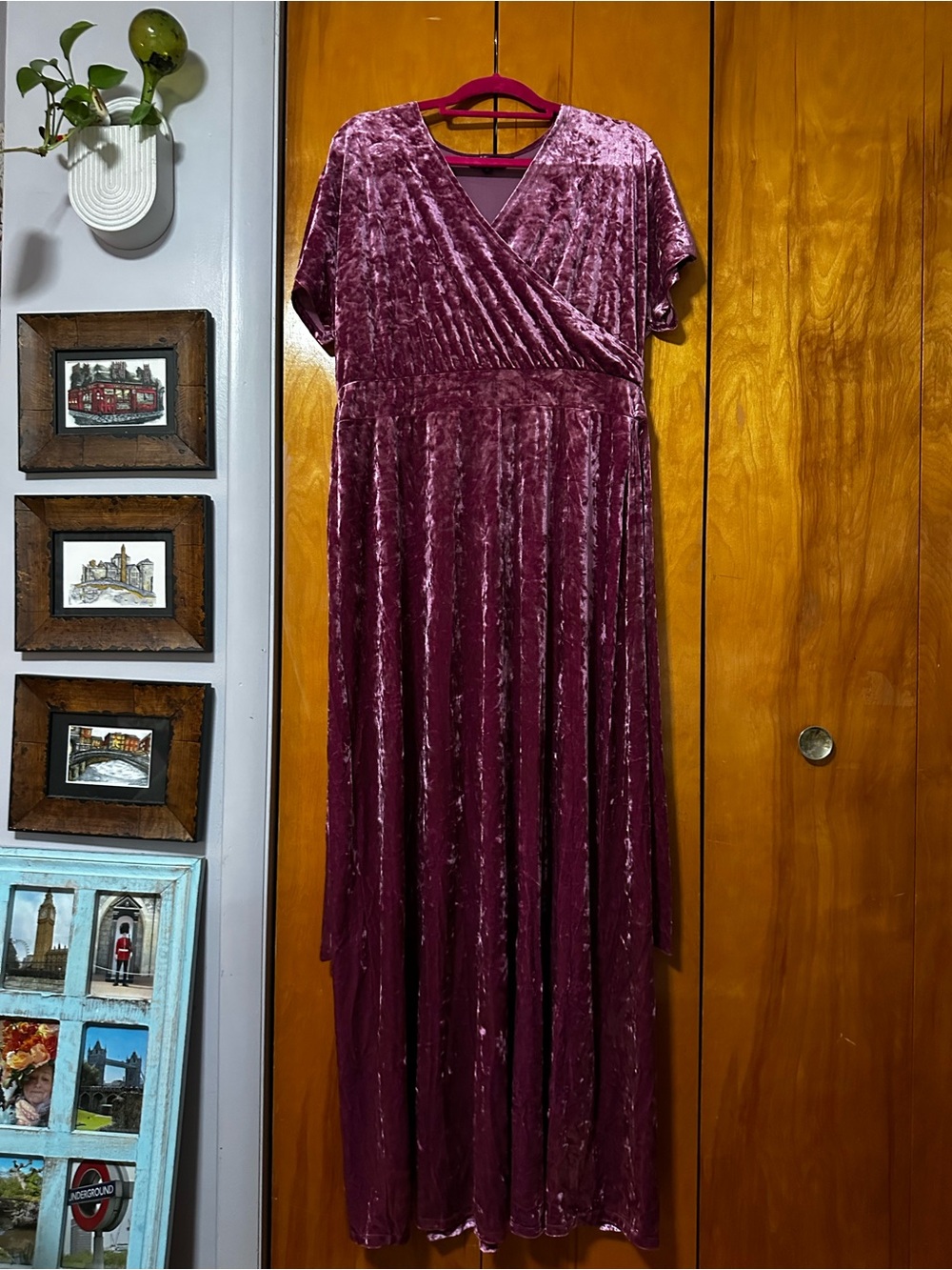 LuLaRoe Velvet Faux-Wrap Maxi Dress — Plum
